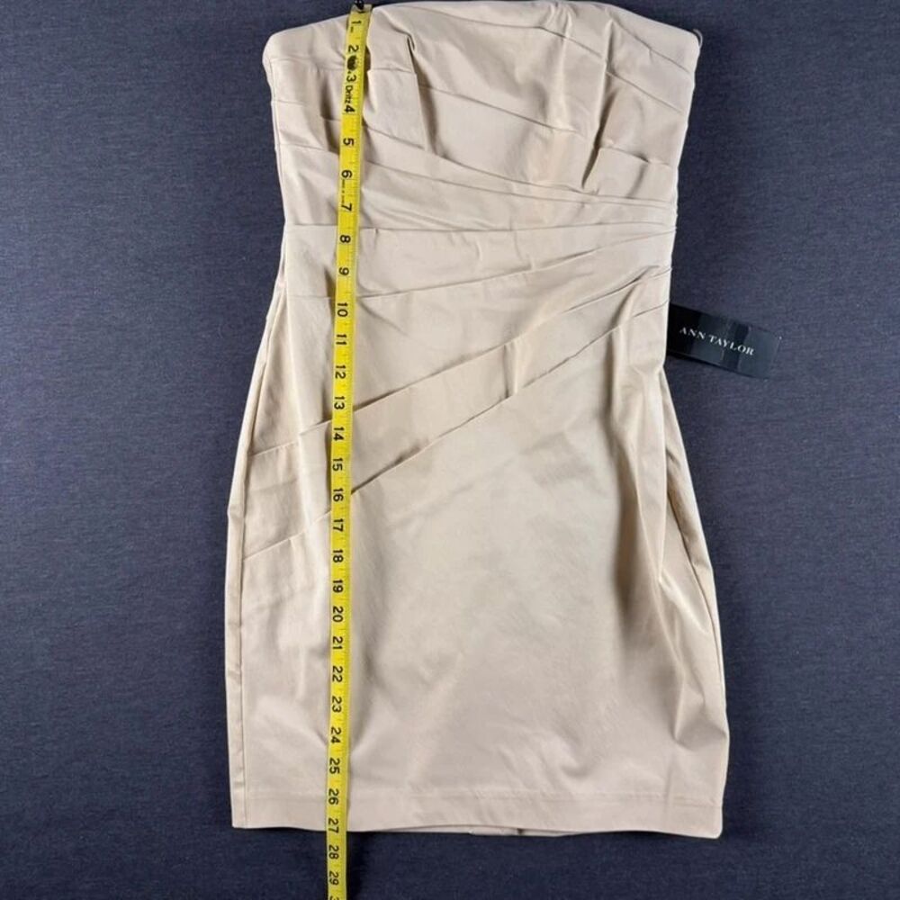 NWT Ann Taylor Petite Strapless Ruched Sheath Dress Beige 0P - Picture 11 of 16